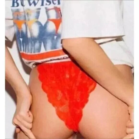 NWT $118 2-PC SET HAH 2Timer Lace Bra 28-36D & Chase Me Panty Red MEDIUM - Picture 6 of 6